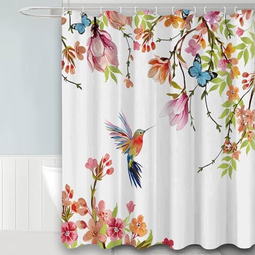 FAIRYGATE Duschvorhang Überlänge Anti Schimmel Wasserdicht Waschbar für Badezimmer B8212 180 x 180 cm Bunt Geblümt Polyester/100% 1 stück