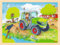 goki 57326 - Einlegepuzzle Traktor und Bauernhof aus Holz– Fördert Fantasie und Feinmotorik bei Kindern, Hoftiere, 40cm x 30cm, 96-er Set, ab 3 Jahre
