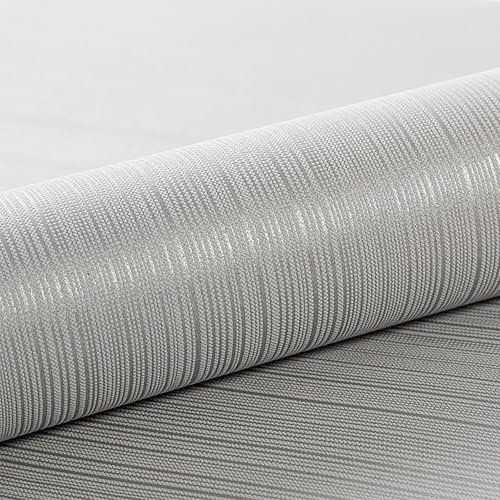 Trafagala Modern Grey Embossed Wallpaper Feature Non-Woven Narrow Stripes Glitter Wallpaper for Living Room Bedroom Kitchen Lounge Wallpaper