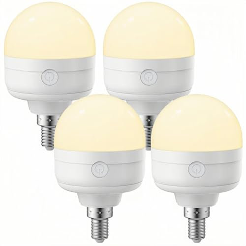 LGMCF Lot de 4 ampoules rechargeables E14 avec télécommande, 8W à intensité variable, avec fonction minuterie, 3 couleurs, ampoule LED avec aimant pour lampes non câblées, éclairage de secours