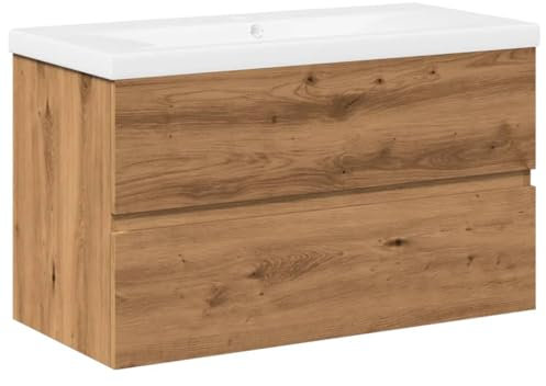 vidaXL Waschbeckenunterschrank, Unterschrank mit Einbaubecken, Badezimmer Waschtischunterschrank Wandmontage, Badschrank Badezimmerschrank, Artisan-Eiche
