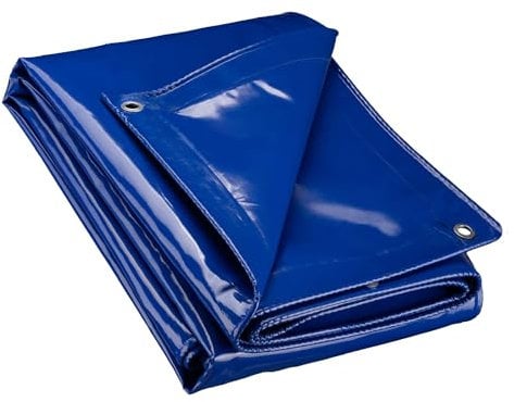 Wiltec Bâche de Camion 5 x 8 m 650 g/m² Bleue Polyester Revêtement PVC Œillets INOX 100 cm Haute Protection Vol UV Intempéries Moisissure Étanche Solide Sécurité routière