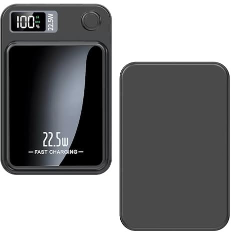 Portable 10000mAh Wireless Power Bank High-Speed Charging Battery Pack with LED Display 22.5W PD & QC3.0 USB-C Charger Universal for Smartphones & Tablets