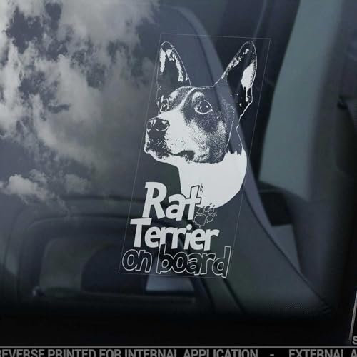 LMMIXEE Rat Terrier on Board Aufkleber Auto Aufkleber Fenster Aufkleber American Ratting Dog Schild Stoßstange Aufkleber Hund Mama Papa Vinyl gestanzte Aufkleber Lustige Hund Stoßstange Aufkleber Rat