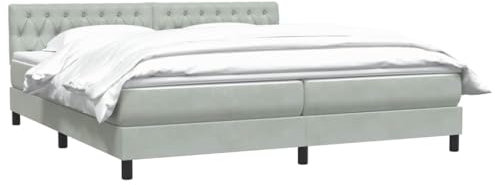 vidaXL Boxspringbett mit Matratze Hellgrau 200x220 cm Samt