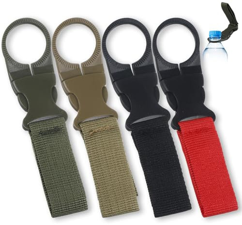 Tyqour 4 Stück Flaschenhalter für Gürtel Nylon Gürtel Flaschenhalter Clips, Wasserflasche Schnalle Halter, Wasserflaschen Schnallen Halter Haken FlaschenhalterSet für Camping Angeln Outdoor