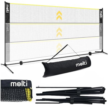 molti 3m Badmintonnetz Volleyballnetz Tennisnetz Portable Federballnetz höhenverstellbar tragbar Sportnetz 3in1 Set für Tennis Beach-Volleyball für Garten Park Indoor & Outdoor
