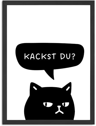 MoonWorks® Poster Bilder Badezimmer Spruch lustig Kackst du Katze Möwe Wand-Deko Bad WC lustige Sprüche Digitaldruck