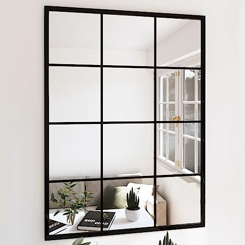 Refined Espejo de Pared Metal Negro 80x60 cm