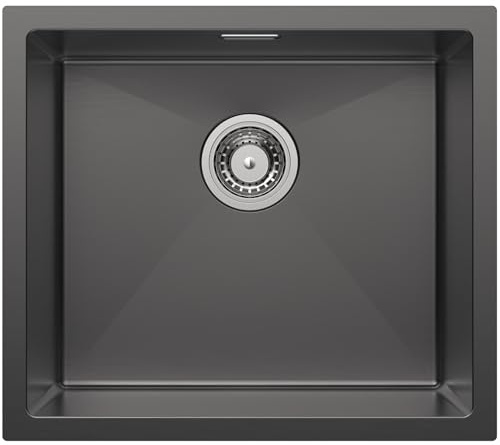 CECIPA Lavello da incasso, in acciaio inox, rettangolare, 50 x 44 cm, con sifone, lavabo da cucina a partire da 50 pezzi, 1 bacino senza foro per rubinetto