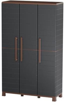 Art Plast – Armario Porta-Balai Antracita 3 Puertas 3 estantes Ajustables 102 x 37 x 169 cm – Armario de Almacenamiento para Garaje