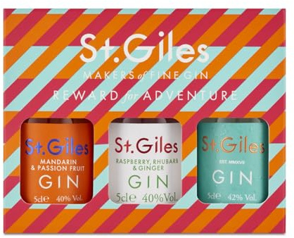 St Giles Trio Gin Gift Set | 41% ABV 15cl | Award-Winning Ultra-Premium | 3 Mini Bottle Double Measures | Enjoy in a Glass with Ice & Tonic | Distilled 5 Times