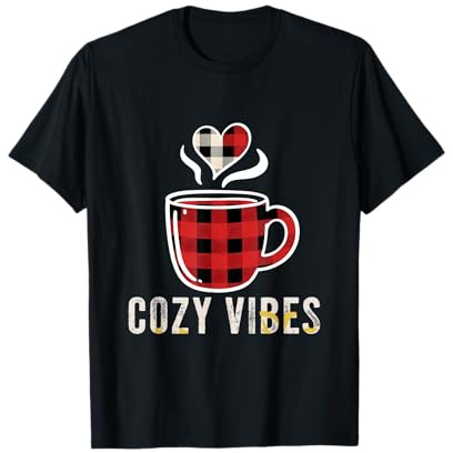 Cozy Vibes Buffalo Plaid Coffee Lover Warmes Getränk T-Shirt