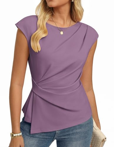 GRACE KARIN Tshirt Damen Elegante Wickelbluse Oberteile Business Work Bluse | Sommer Elegante Flügelärmeln Tops Oberteile Damenbluse mit Raffung-Design, Perfekt für Büro, Freizeit und Alltag