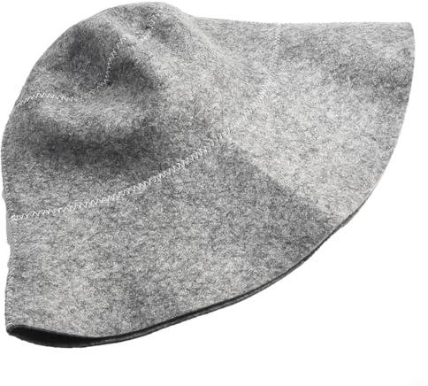 MIKMLYZE Saunahut aus Wollfilz, dick, wärmeisolierend, russische Banya-Mütze, für Badehaus, Dampfbadschutz, grau, Anti-Überkopf-Haarpflege, leicht, 15,5 cm (grau)