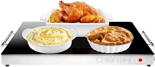 Chefman Electric Warming Tray with Adjustable Temperature Control, Perfect For Buffets, Restaurants, Parties, Events, and Home Dinners, Glass Top Extra Large 21” x 16” Surface Keeps Food Hot – Black