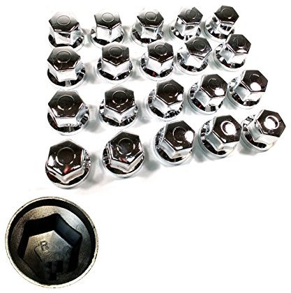 Lot de 20 écrous de roue de 32 mm - cache vis - chrome - pour camions et remorques.