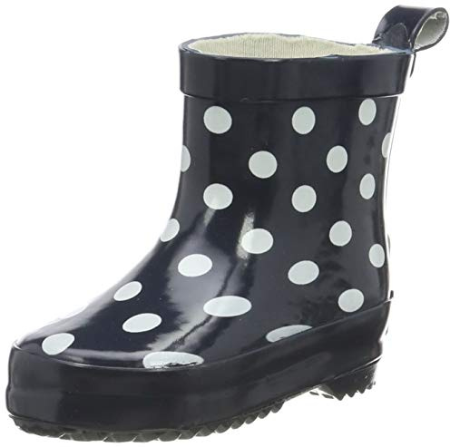 Playshoes Kinder Halbschaft-Gummistiefel aus Naturkautschuk, Trendige Unisex Regenstiefel mit Reflektoren, gepunktet mit Punkt-Muster, Blau (Marine 11), 180358, 27 EU