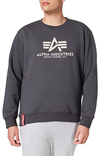 Alpha Industries Herren Basic Pullover Sweatshirt, Gris, M