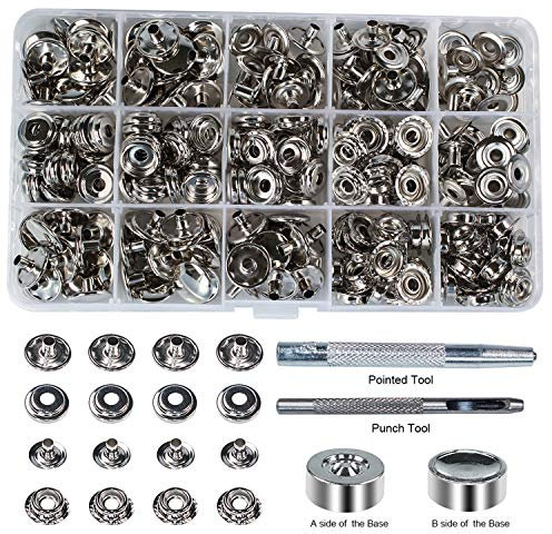 Inton 100 juegos – 15 mm 5/8 Metal Snap cierre de cuero rápido remache botón de costura (pistola negra