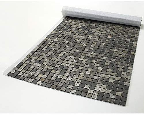 Mosaïque en pierre naturelle 100 x 50 cm - carreau 2,5 x 2,5 cm mixte gris