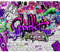 decomonkey - Papier Peint Panoramique Graffiti Jeunesse 350x256 cm - Décoration murale – Tapisserie décorative pour chambre salon - Brique artistique violet graffiti urbain mural texture fond