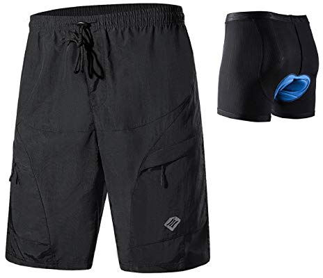 Santic Pantalon Corto Ciclismo Hombre Pantalon Bicicleta Hombre MTB Pantalones Ciclista Acolchado con Calzoncillos Ciclismo con Badana