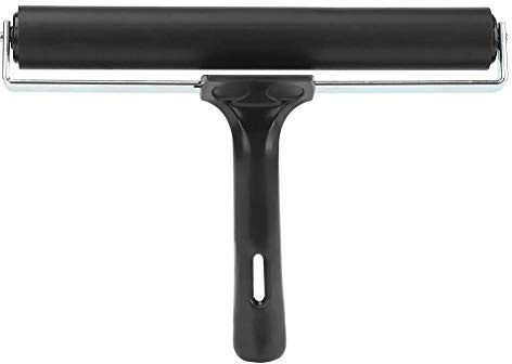 Rubber Roller, Black Rubber Brayer Roller Print Brush Ink Paint Block Stamping Brayer Ink Art Craft Oil Painting Tool 20cm/7.9in | Easy to Use,Comfortable Grip,For Painting Printing Stamping Printmaking,5.1inch Handle Length,Good Elasticity