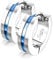 Bungsa Unisex-Creolen mit farbigem Streifen aus 316L Edelstahl 4 mm (dunkelblau)