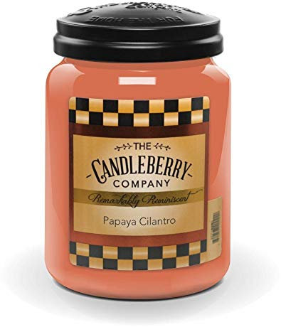 Candleberry Duftkerze im Glas mit Deckel - Papaya Cilantro (570g) - Intensiv duftende ganzjährige Kerze bis zu 160h Brenndauer für jeden Anlass, langlebig und handgegossen in den USA