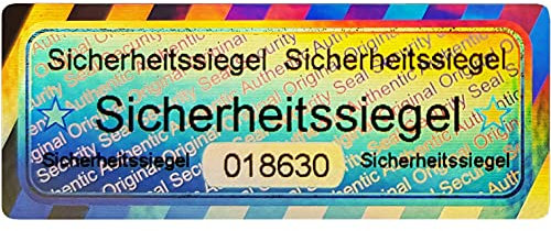 50 Stk - 3D Hologramm Sicherheits-Siegel mit Seriennummer - 50x20mm silber glänzend - Sicherheitssiegel Qualitätssiegel Garantiesiegel Sicherheitsetiketten Papiersiegel Klebesiegel Antifake