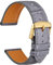 WOCCI 18mm Uhrenarmband Leder für Damen und Herren, Geprägtes Alligator, Goldene Schnalle (Grau)