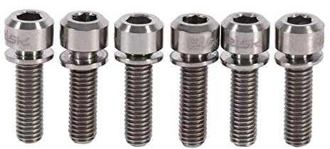 6pcs Fahrrad Vorbau Schrauben, Titanlegierung Fahrrad Vorbau Schraube M5 x 18mm Schrauben Schraube Mit Unterlegscheiben Set für MTB Fahrrad Vorbau(Titan)