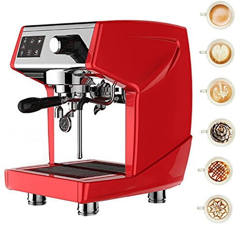 Commercial Semi-Automatic Coffee Machine, (550Ml Extraction Boiler + 1L Steam Boiler) Double Boiler Espresso Milk Foam Steam Pump Pressure Espresso Machine, 1.7L Water Tank,Red