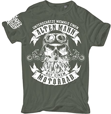 Spaß Kostet Männer Herren Tshirt Biker Unterschätze Niemals einen Alten Mann auf einem Motorrad Größe S bis 5XL