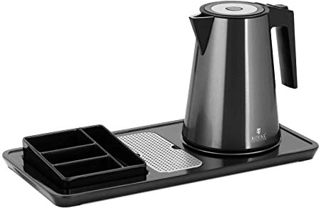 Royal Catering RC-HKS03 bollitore elettrico Stazione per la preparazione di tè e caffè 1,2 L 1800 W Acciaio inossidabile nero Stazione di caffè Stazione da tè