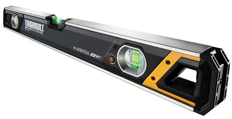 ToughBuilt – 24 Magnetic Lit Box Level, Heavy-Duty Aluminum Level with LED-Lit Vials, Rare Earth Magnets, Shockproof End Caps, and Precision Milled Edges (TB-H2-L-24LH-M)