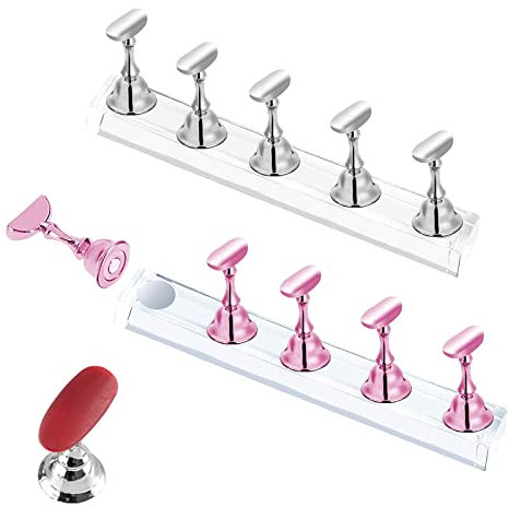 KARELLS Support Magnétique pour Faux Ongles, Ensembles Présentoir D'art D'ongle, Nail Art Tips Stand holder pour Manucure Salon, pour Faux Ongles Manucure, 2 Sets