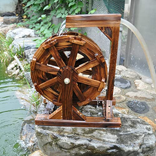 Holz Wasserrad Wasserspiel Garten Brunnen Wassermühle Gartendekoration Water Fountain Wasserfall gartenteich Wasserradbrunnen Wheels Wasserlandschaft Handgemacht für teich,Patio,Yard,Hof,Externe Szene
