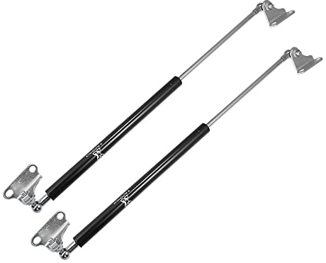 X AUTOHAUX 2Pcs Vérin À Gaz 200N Universal Noir Pour Voiture Camping-Car | Couleur Argenté, Matériau Métal, Filetage M8x1.25, Longueur Totale 51cm, Longueur Tige 20cm, Diamètre Boîtier 18mm