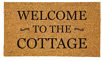 Evergreen 16 x 28 Inches Welcome to The Cottage Door Mat | Non-Slip Rubber Backing | Dirt catching Natural Coir | Indoor and Outdoor Home Décor