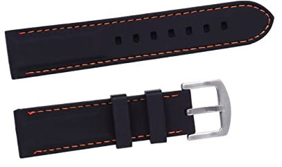Mikikit Silikon Uhrenarmband Und Langlebig Ersatzband Für Sportuhren Schwarz Mit Orange Für Fitness Schwimmen Und Outdoor-aktivitäten