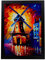 Nacnic Poster Moulin Rouge im Ölgemälde Stil. Illustrationen von Denkmälern und Städten im fotografischen Vollfarbstil. Innenarchitektur und Dekoration. A4.