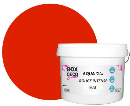 BOX DECO COULEURS Peinture murale acrylique aspect mat Aqua Déco - 10L, Rouge intense