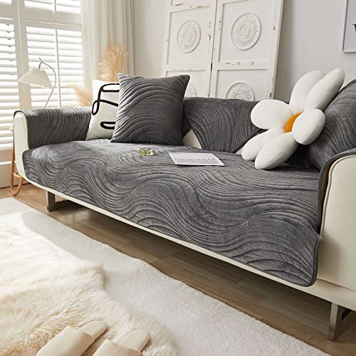 WYJHNLBEDC Sofa/Couch überzug, Sofabezug L Form/U Form/Ecksofa 3/2/1 Sitzer, Sofa überwurfdecke, Samt Sofaschoner Decken rutschfest, Sofaschutz Decke Hund Kratzschutz Katze, 110x180cm