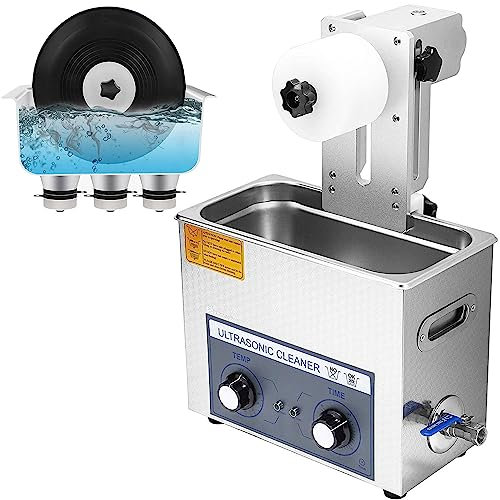 ANXYYDS 6L Ultraschall-Vinyl-Schallplattenreiniger, 4 Stück Einmalig, Automatisch Drehende Doppelseitige LP-Reinigung, 0-30-Minuten-Timing, Vinyl-Schallplatten-Reinigungssystem,110V