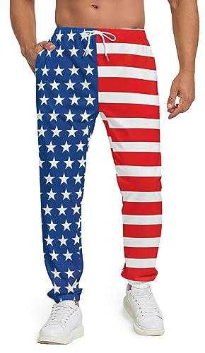 Firiseroh Herren Sweatpants Jogginghose Kordelzug Baggy Pants Hose mit Tasche, US-Flagge, Klein