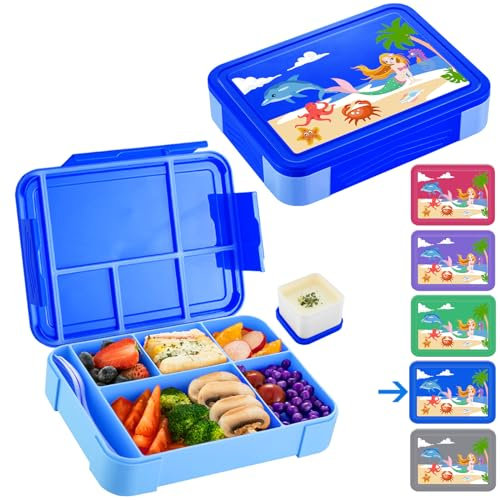 waziwe Bento Box Kinder, Brotzeitbox Kinder Schule, Brotdose Kinder Mit Fächern, Brotdose Kindergarten, Brotdosen Set Schule,Personalisierte Brotdose Kinder,Brotdosen Mit Trennfächern,Brotdose Flach