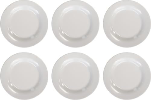 Set di 6 Piatti Piani in Melamina Bianchi 23,4 cm - Resistenti e Lavabili in Lavastoviglie - Ideali per Secondi Piatti in Mense, Barche, RSA, Camping e Camper