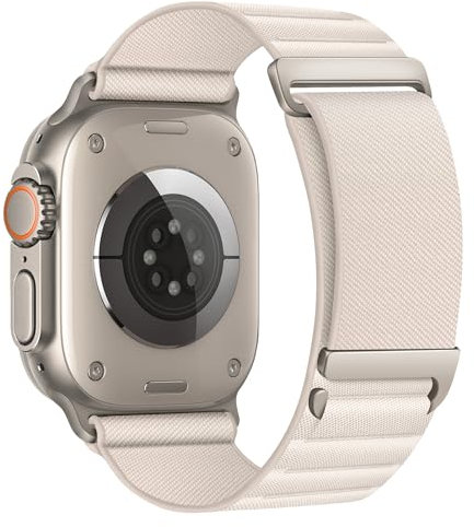 MAKCPOIMER Alpine Loop Compatible With Apple Watch, Alpine Watch Band with Metal C-Clasp Connector for iWatch Series Ultra 2/9 8 7 6 5 4 3 2 1 SE/SE 2 (42/44/45/49mm, Starlight)